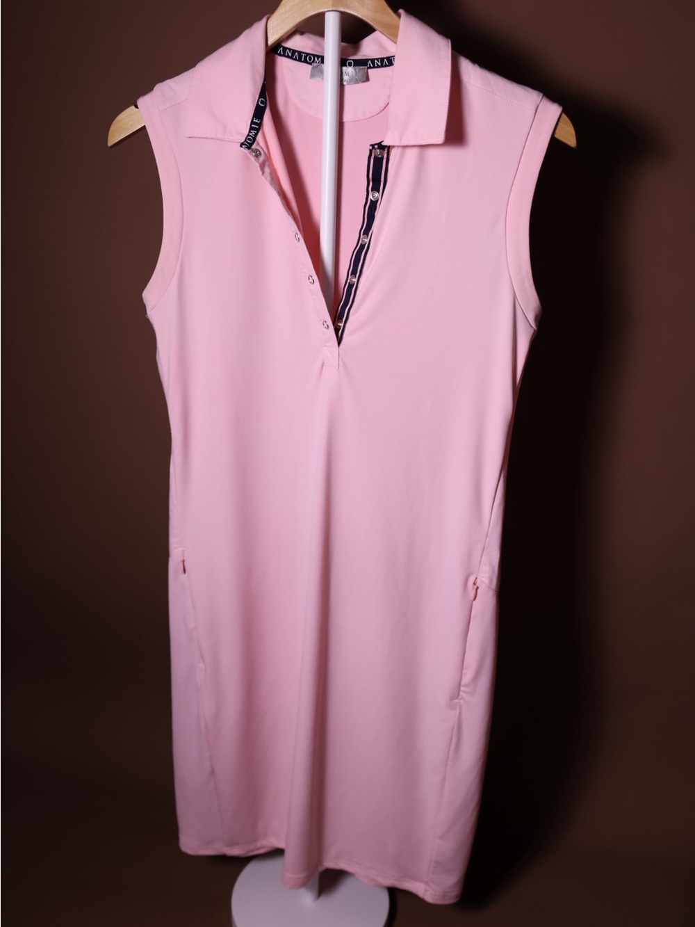Anatomie Pink Solid Sleeveless Collared Button Sundress w/ Pockets Size S